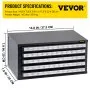 VEVOR Drill Bit Dispenser Cabinet, Five-Drawer Drill Bit Dispenser, 1/2" Reduced Shank Drill Bit Organizer Cabinet, Drill Dispenser Organizer Cabinet for Sizes 33/64" to 63/64" in 1/64" Increments