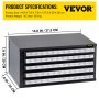 VEVOR Drill Bit Dispenser Cabinet, Five-Drawer Drill Bit Dispenser, 1/2" Reduced Shank Drill Bit Organizer Cabinet, Drill Dispenser Organizer Cabinet for Sizes 33/64" to 63/64" in 1/64" Increments