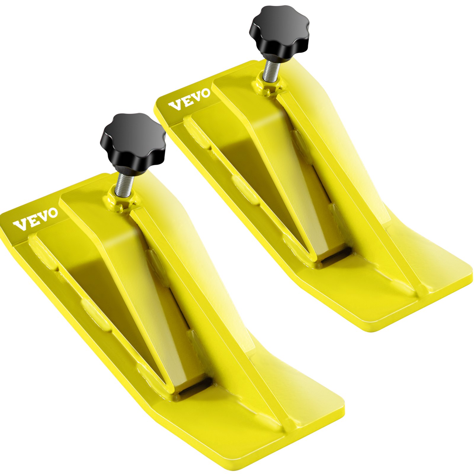 yellow VEVOR tractor bucket protector with adjustable knobs, set of two.