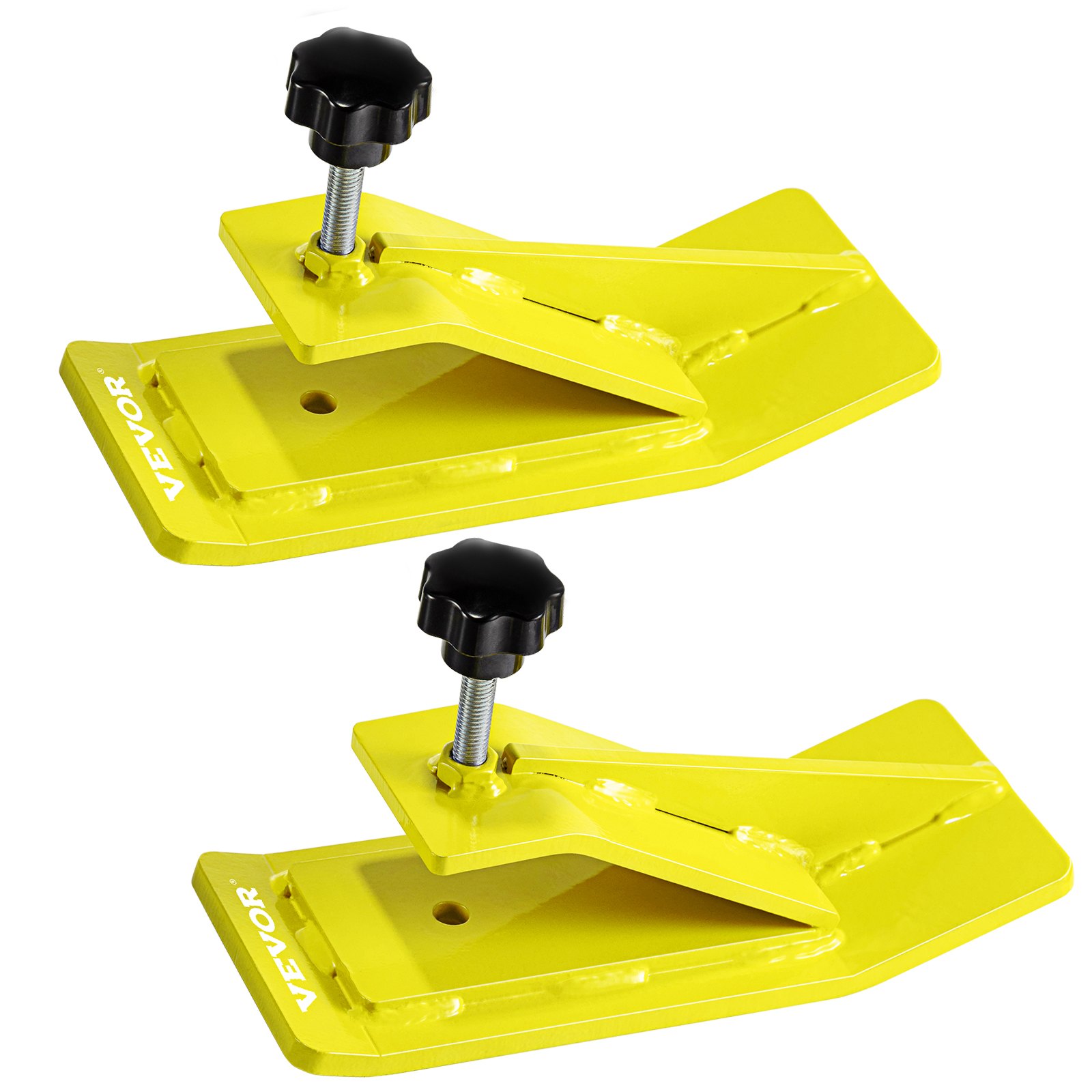 yellow VEVOR tractor bucket protector with adjustable clamps, pack of two.