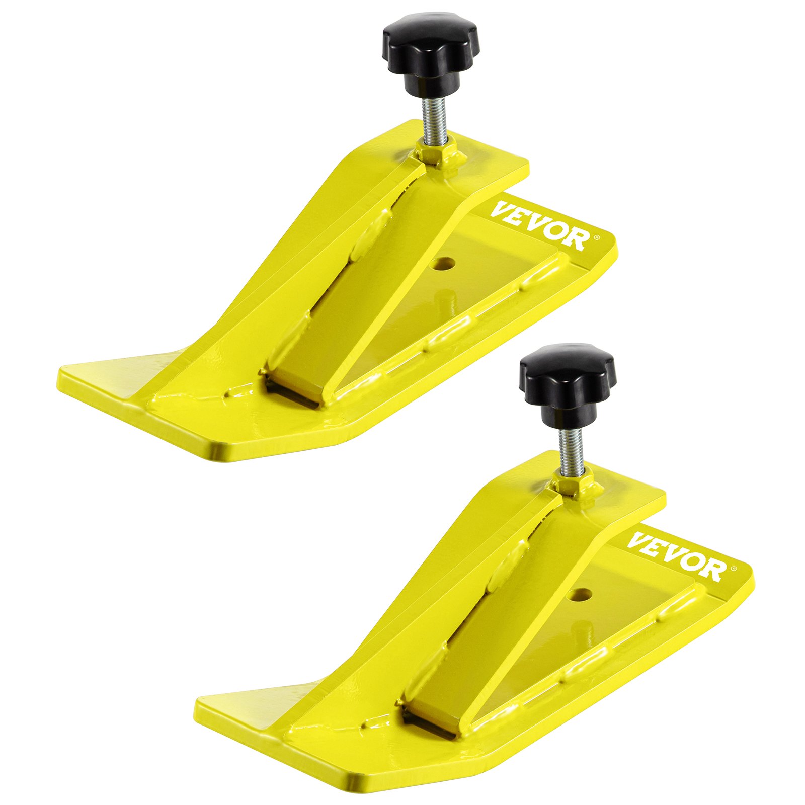 yellow VEVOR tractor bucket protectors with adjusting knobs for bucket edge protection.