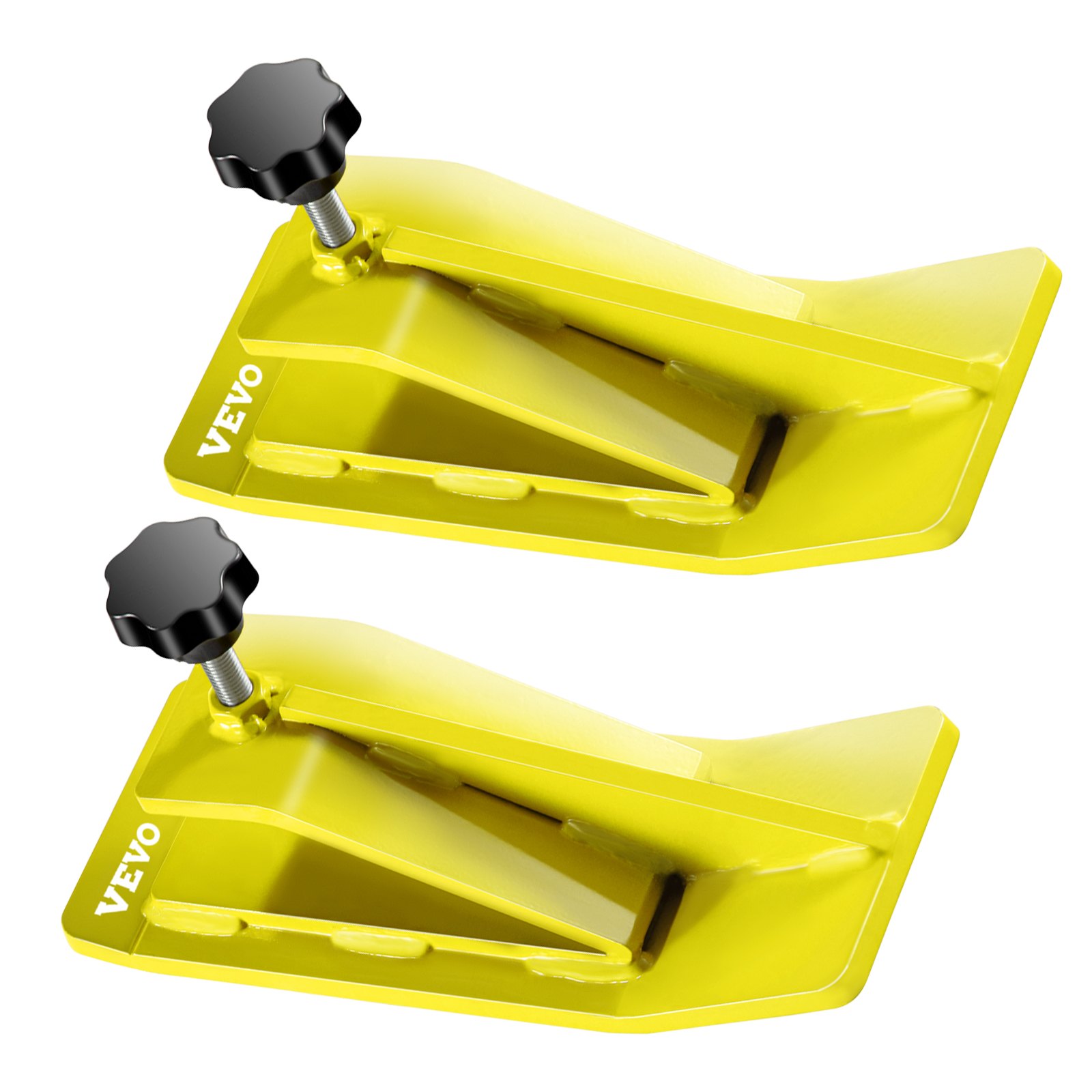 yellow VEVOR tractor bucket protectors with adjustable black knobs in a set of two.