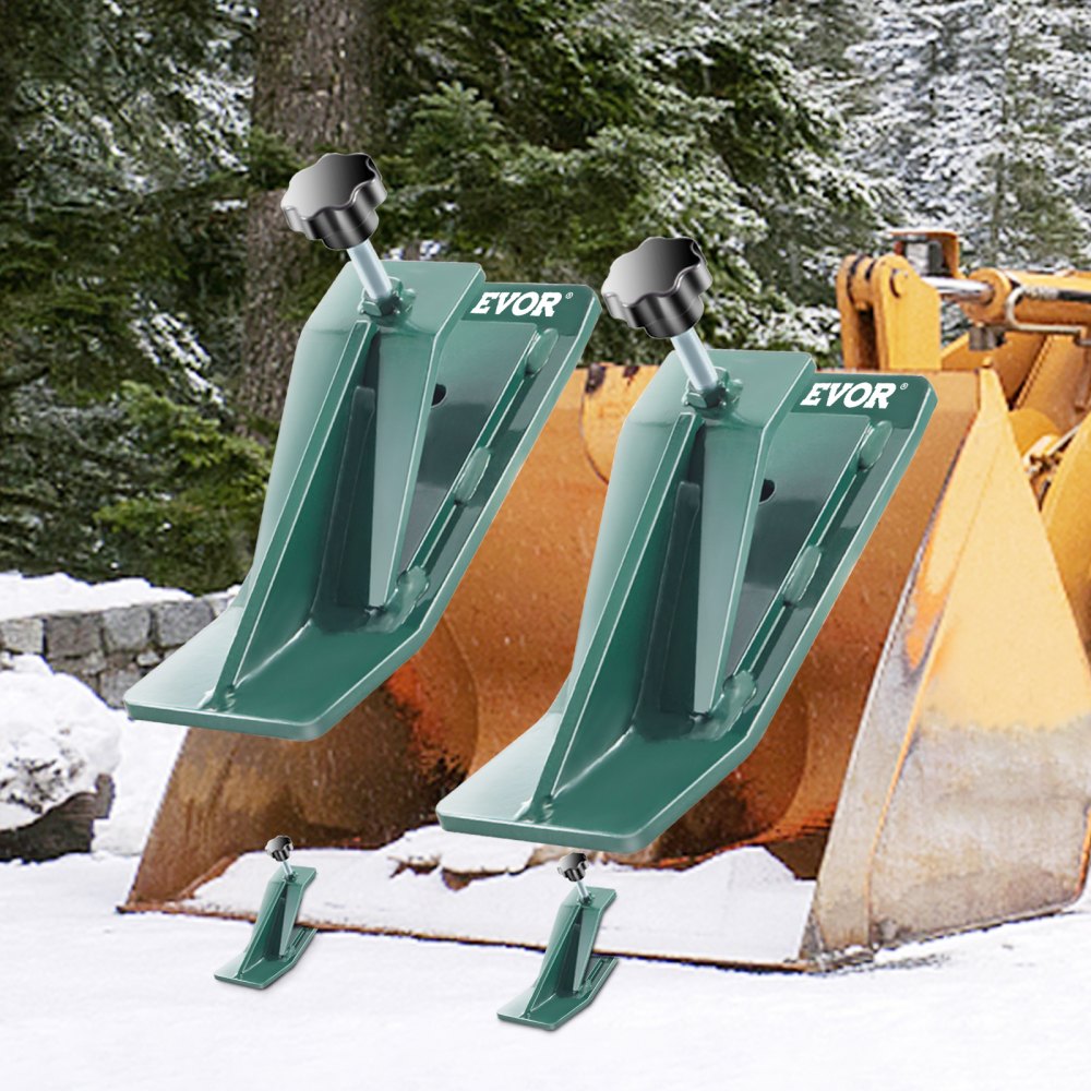 VEVOR Protector de cubo para tractor, 2 protectores de borde de esquí, protector antideslizante para domador de césped de 12 pulgadas de largo, 4 pulgadas de ancho, accesorio de cubo de acero resistente para eliminación de hojas de nieve, esparcir grava, verde