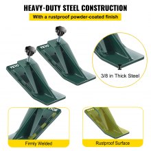 VEVOR Tractor Bucket Protector, 2pcs Ski Edge Protector, 12" Long Turf Tamer Skid Protector, 4" Width, Heavy Duty Steel Bucket Attachment for Snow Leaves Removal, Spreading Gravel, Green