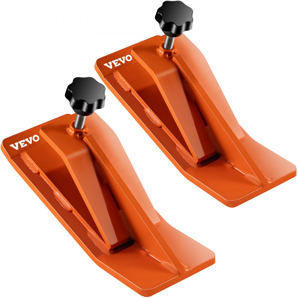 orange VEVOR tractor bucket protector with adjustable knobs, set of two.