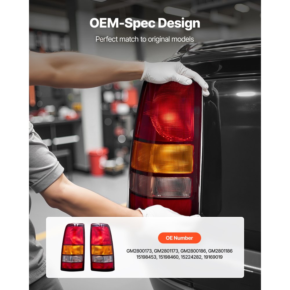 VEVOR Tail Light Assembly Compatible with 1999-2003 Chevy Silverado 1999-2006 GMC Sierra 1500 1500 HD 2500 2500 HD 3500, 2007 GMC Sierra Classic Driver & Passenger Side Taillights without Bulbs (2PCS)