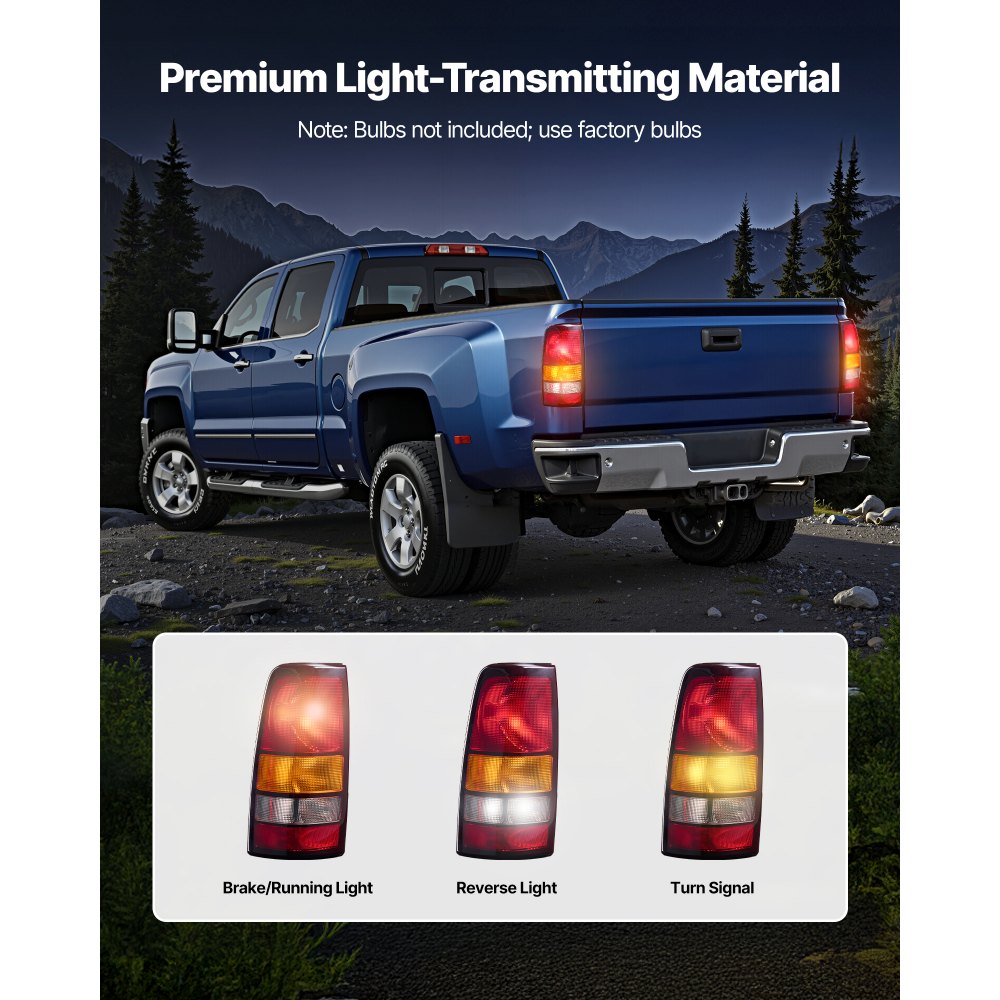 VEVOR Tail Light Assembly Compatible with 1999-2003 Chevy Silverado 1999-2006 GMC Sierra 1500 1500 HD 2500 2500 HD 3500, 2007 GMC Sierra Classic Driver & Passenger Side Taillights without Bulbs (2PCS)