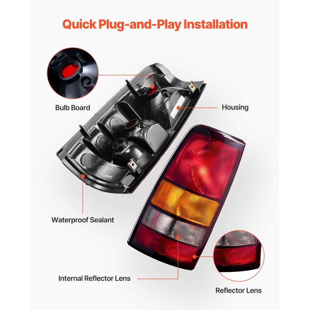 VEVOR Tail Light Assembly Compatible with 1999-2003 Chevy Silverado 1999-2006 GMC Sierra 1500 1500 HD 2500 2500 HD 3500, 2007 GMC Sierra Classic Driver & Passenger Side Taillights without Bulbs (2PCS)