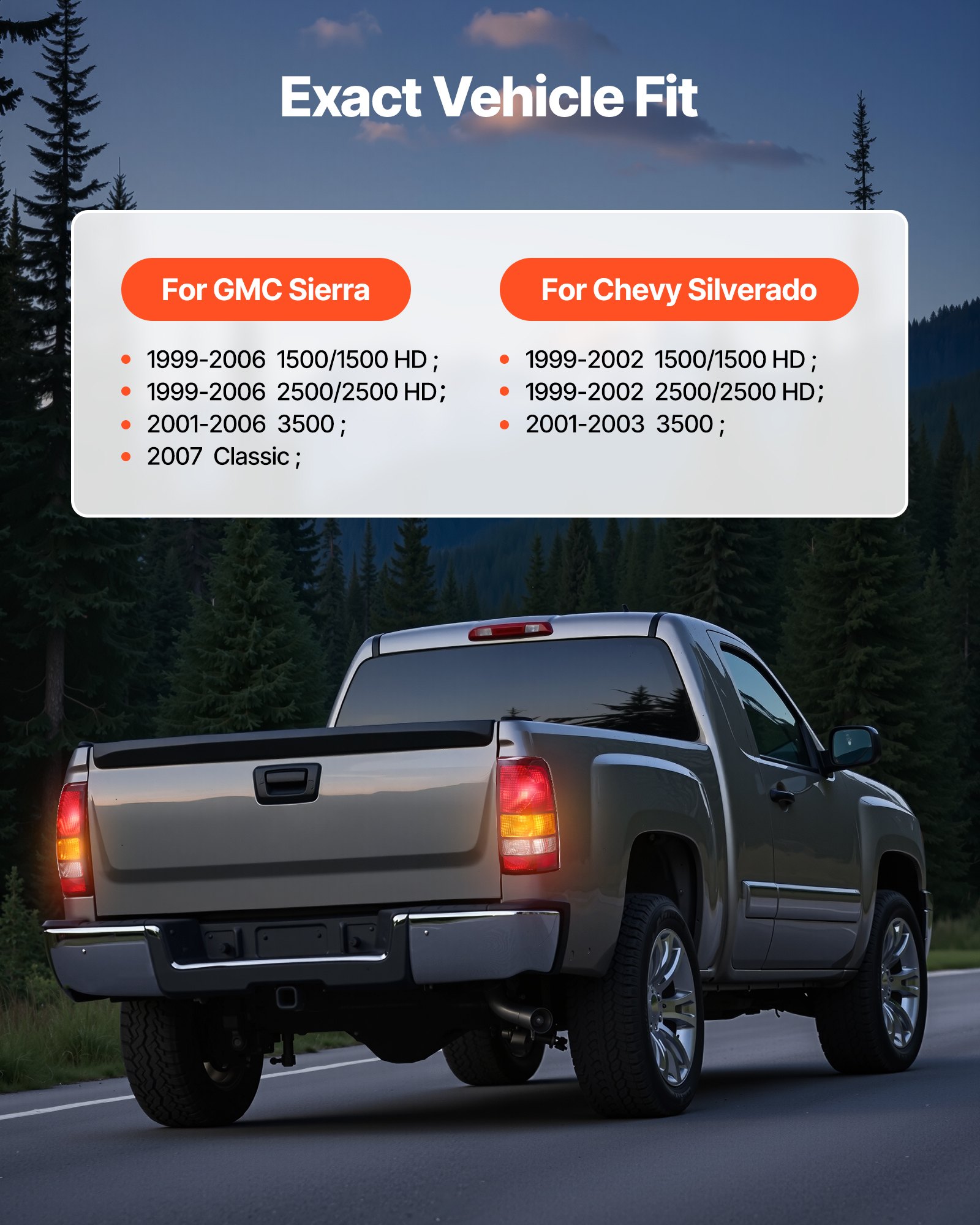 VEVOR Tail Light Assembly Compatible with 1999-2003 Chevy Silverado 1999-2006 GMC Sierra 1500 1500 HD 2500 2500 HD 3500, 2007 GMC Sierra Classic Driver & Passenger Side Taillights without Bulbs (2PCS)