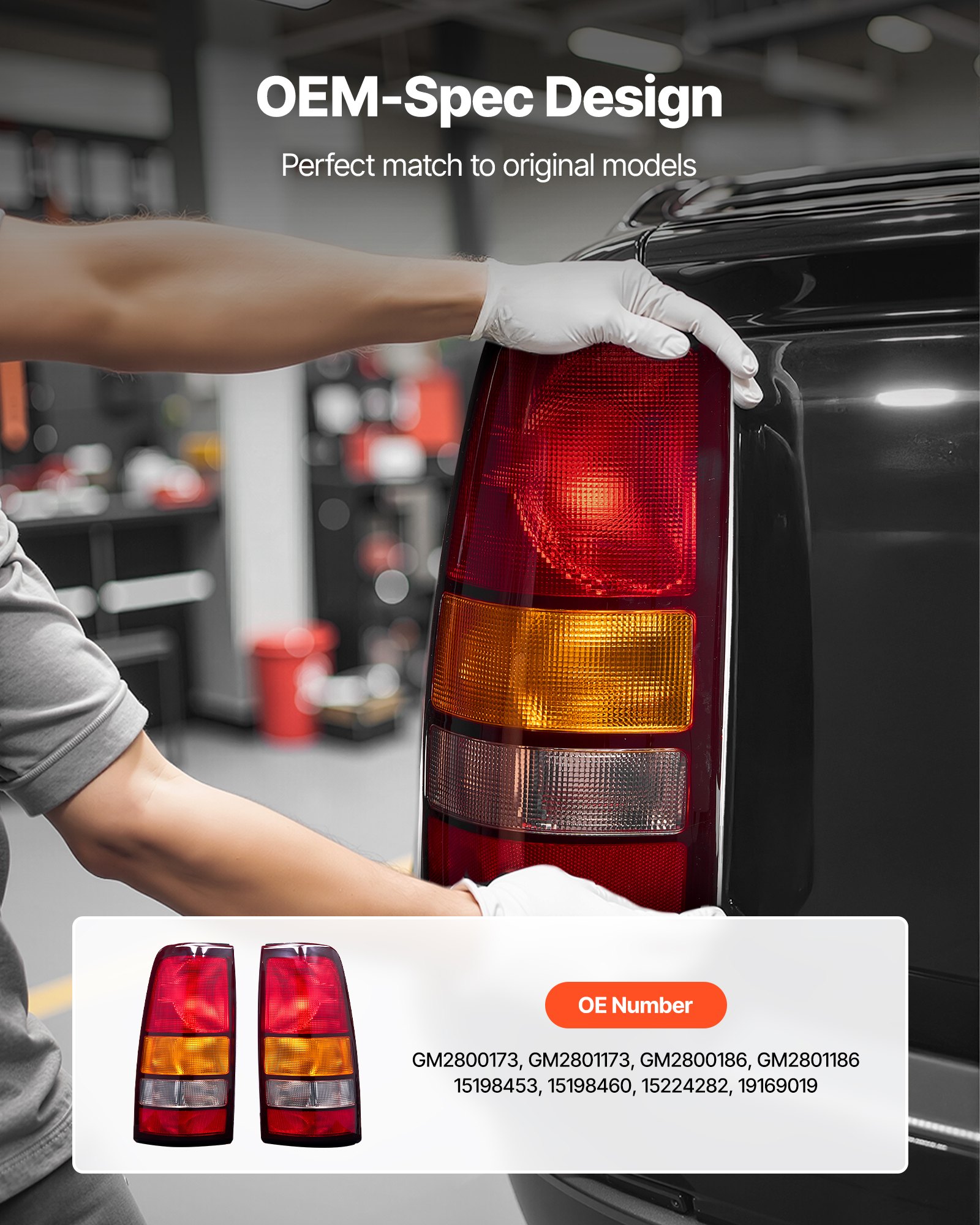 VEVOR Tail Light Assembly Compatible with 1999-2003 Chevy Silverado 1999-2006 GMC Sierra 1500 1500 HD 2500 2500 HD 3500, 2007 GMC Sierra Classic Driver & Passenger Side Taillights without Bulbs (2PCS)