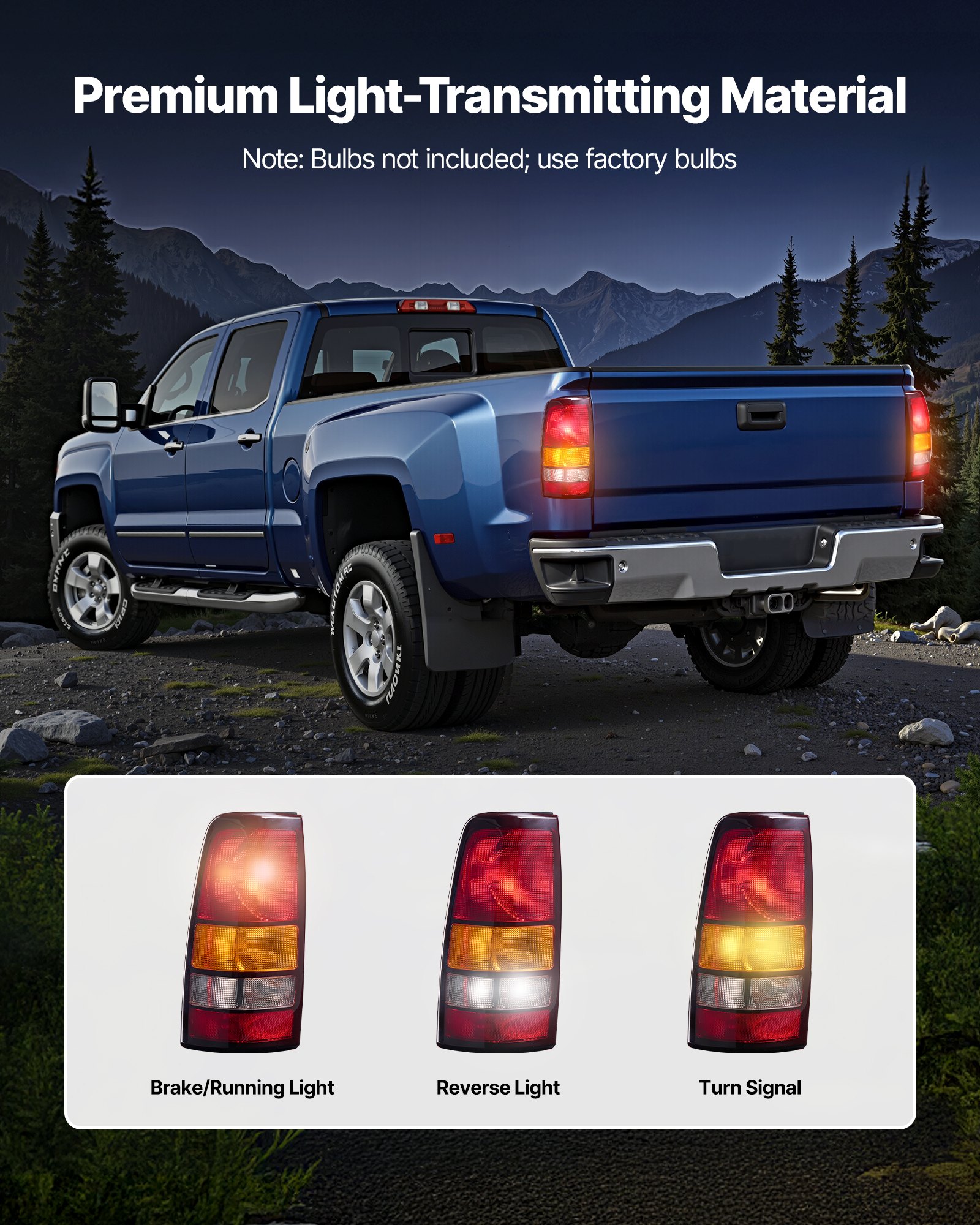 VEVOR Tail Light Assembly Compatible with 1999-2003 Chevy Silverado 1999-2006 GMC Sierra 1500 1500 HD 2500 2500 HD 3500, 2007 GMC Sierra Classic Driver & Passenger Side Taillights without Bulbs (2PCS)