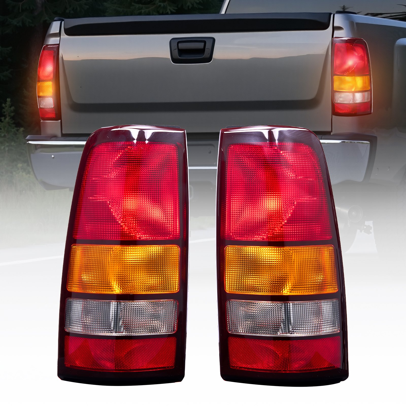 VEVOR Tail Light Assembly Compatible with 1999-2003 Chevy Silverado 1999-2006 GMC Sierra 1500 1500 HD 2500 2500 HD 3500, 2007 GMC Sierra Classic Driver & Passenger Side Taillights without Bulbs (2PCS)