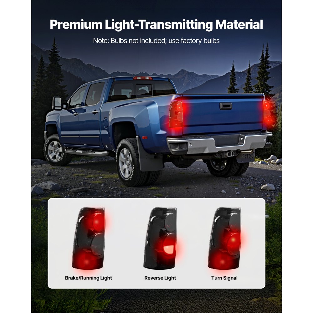 VEVOR Tail Light Assembly Compatible with 1999-2006 Chevy Silverado 1500 2500 3500, 1999-2003 GMC Sierra 1500 2500 1500/2500 HD, 2PCS Left & Right Side Taillights Rear Brake Lamps without Bulbs