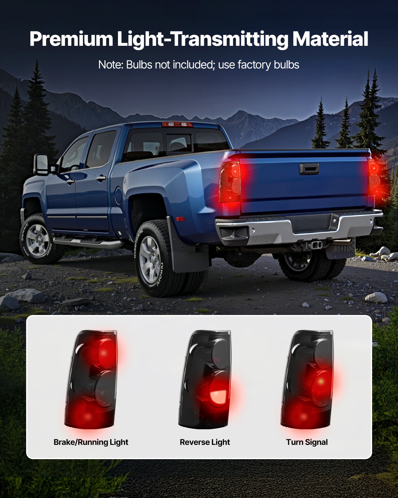 VEVOR Tail Light Assembly Compatible with 1999-2006 Chevy Silverado 1500 2500 3500, 1999-2003 GMC Sierra 1500 2500 1500/2500 HD, 2PCS Left & Right Side Taillights Rear Brake Lamps without Bulbs