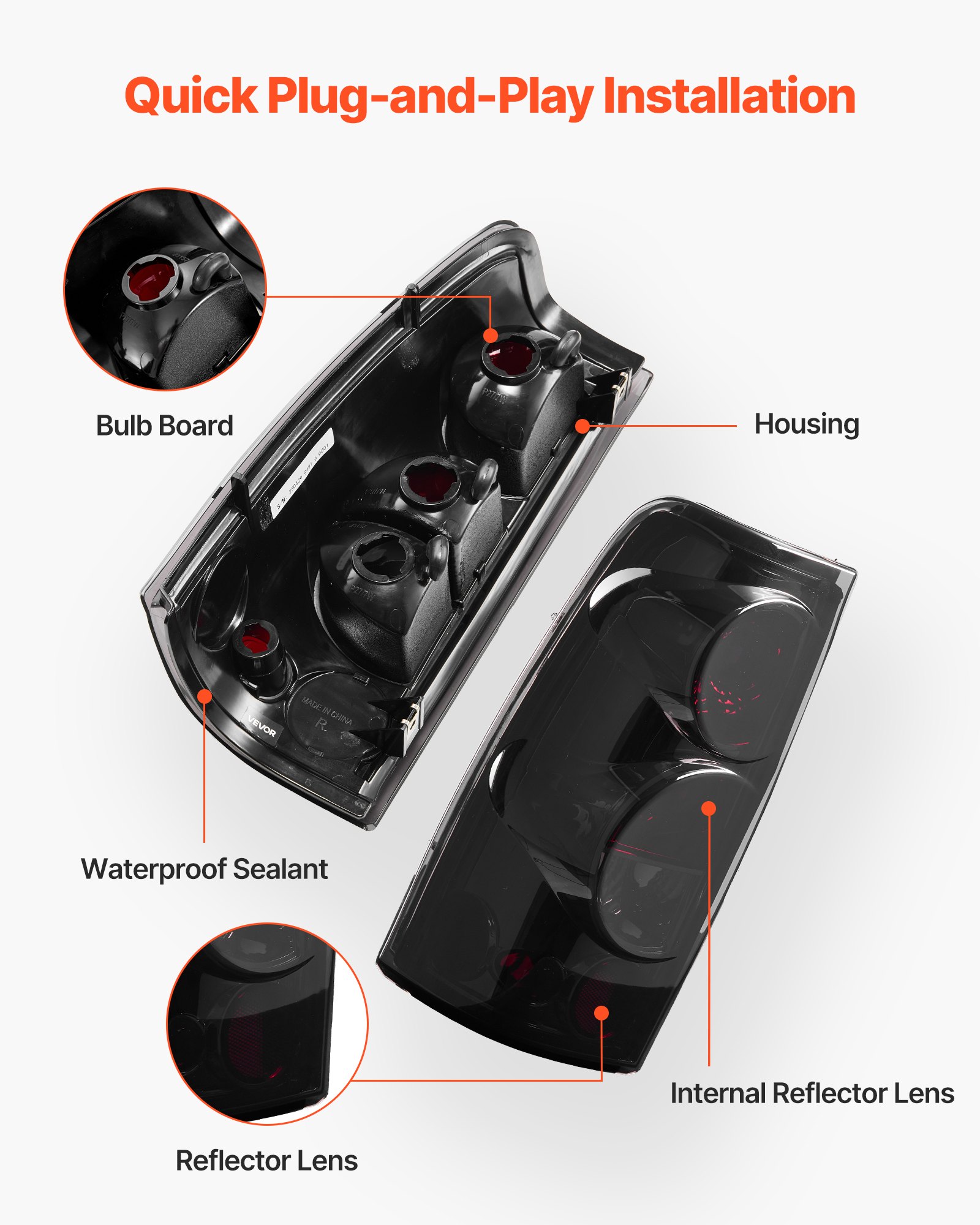 VEVOR Tail Light Assembly Compatible with 1999-2006 Chevy Silverado 1500 2500 3500, 1999-2003 GMC Sierra 1500 2500 1500/2500 HD, 2PCS Left & Right Side Taillights Rear Brake Lamps without Bulbs