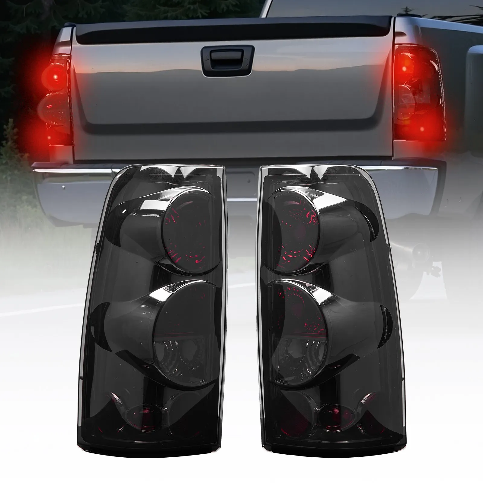 VEVOR Tail Light Assembly Compatible with 1999-2006 Chevy Silverado 1500 2500 3500, 1999-2003 GMC Sierra 1500 2500 1500/2500 HD, 2PCS Left & Right Side Taillights Rear Brake Lamps without Bulbs