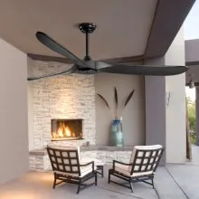 VEVOR 72 Inch Ceiling Fan without Light, 6-Speed Remote Control, 3-Wood-Blade, Reversible DC Motor, Modern Low Profile Flush Mount Exterior Fan for Bedroom, Living Room, Patio, Indoor/Outdoor, Black