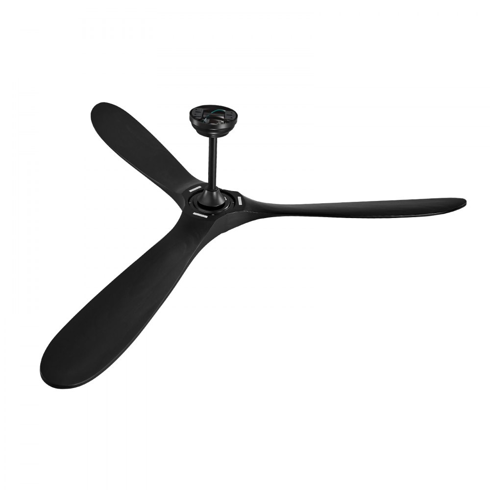 VEVOR 72 Inch Ceiling Fan without Light, 6-Speed Remote Control, 3-Wood-Blade, Reversible DC Motor, Modern Low Profile Flush Mount Exterior Fan for Bedroom, Living Room, Patio, Indoor/Outdoor, Black