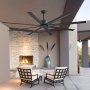 VEVOR 213 cm Ceiling Fan No Light, 6-Speed Remote Control, Aluminum 8-Blade, Reversible DC Motor, Modern Low Profile Flush Mount Exterior Fan for Bedroom, Living Room, Patio, Indoor/Outdoor, Black