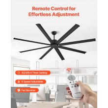 VEVOR 213 cm Aluminum Ceiling Fan Without Light Remote Control DC Motor Black