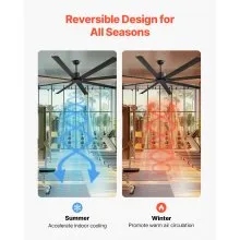 VEVOR 213 cm Aluminum Ceiling Fan Without Light Remote Control DC Motor Black
