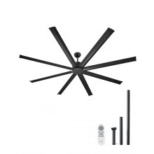 VEVOR 213 cm Aluminum Ceiling Fan Without Light Remote Control DC Motor Black