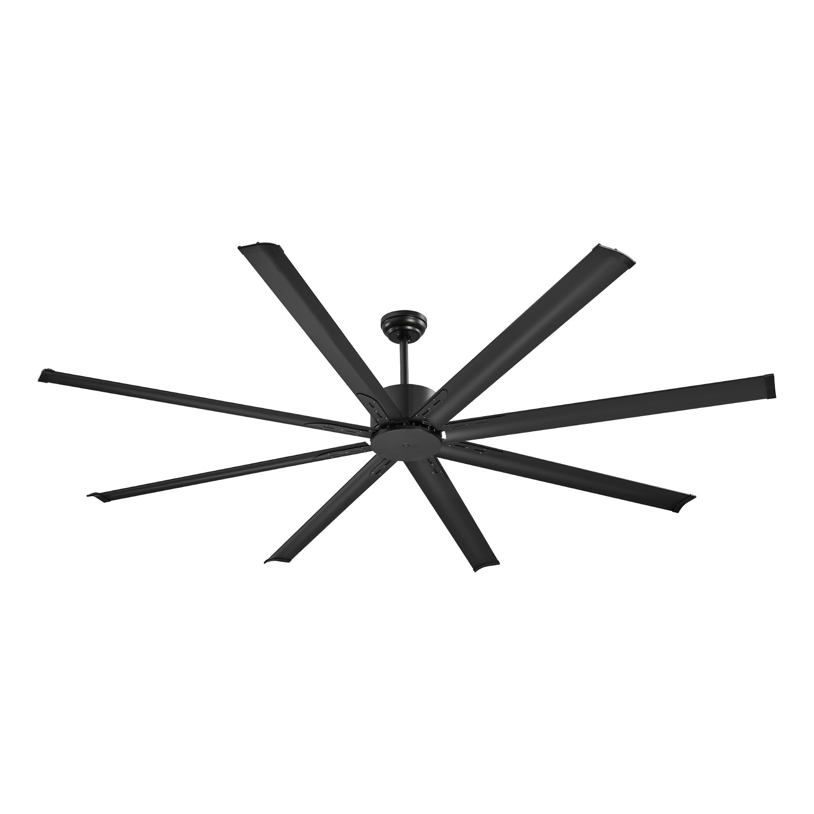 VEVOR 213 cm Ceiling Fan No Light, 6-Speed Remote Control, Aluminum 8-Blade, Reversible DC Motor, Modern Low Profile Flush Mount Exterior Fan for Bedroom, Living Room, Patio, Indoor/Outdoor, Black