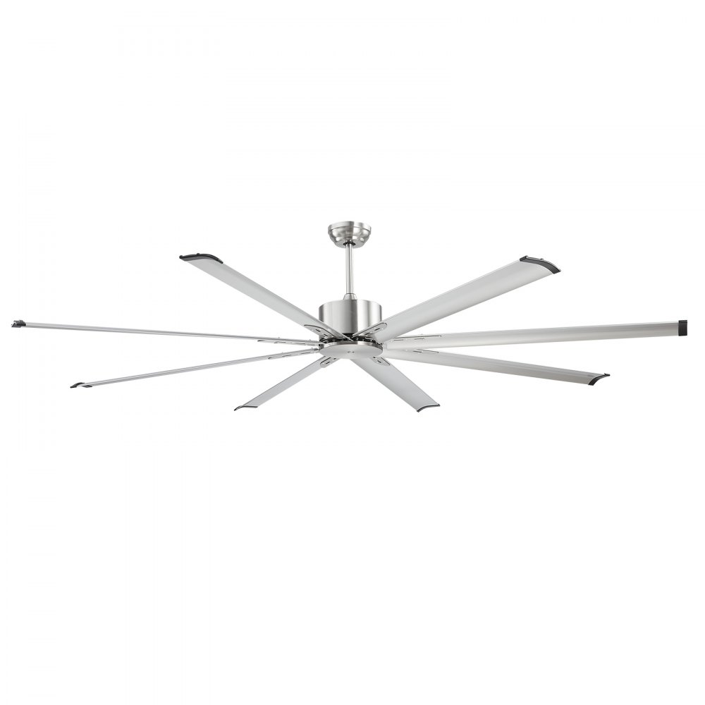VEVOR 213 cm Ceiling Fan No Light, 6-Speed Remote Control, Aluminum 8-Blade, Reversible DC Motor, Modern Low Profile Flush Mount Fan for Bedroom, Living Room, Patio, Indoor/Outdoor, Brushed Nickel