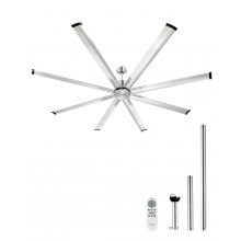 VEVOR 213 cm Aluminum Ceiling Fan Without Light Remote Control Brushed Nickel