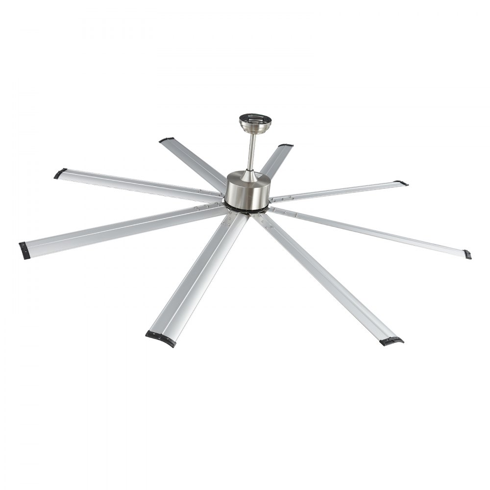 VEVOR 84 In Ceiling Fan without Light, 6-Speed Remote Control, Aluminum 8-Blade, Reversible DC Motor, Modern Low Profile Flush Mount Fan for Bedroom, Living Room, Patio, Indoor/Outdoor, Brushed Nickel
