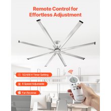 VEVOR 244 cm Aluminum Ceiling Fan Without Light Remote Control Brushed Nickel