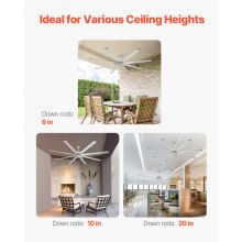 VEVOR 244 cm Aluminum Ceiling Fan Without Light Remote Control Brushed Nickel