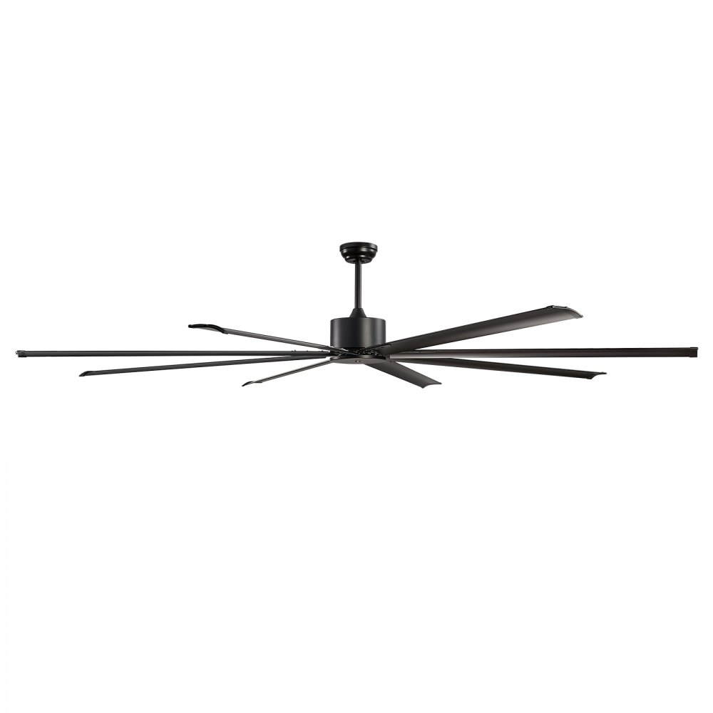 VEVOR 96 In Ceiling Fan without Light, 6-Speed Remote Control, Aluminum 8-Blade, Reversible DC Motor, Modern Low Profile Flush Mount Exterior Fan for Bedroom, Living Room, Patio, Indoor/Outdoor, Black
