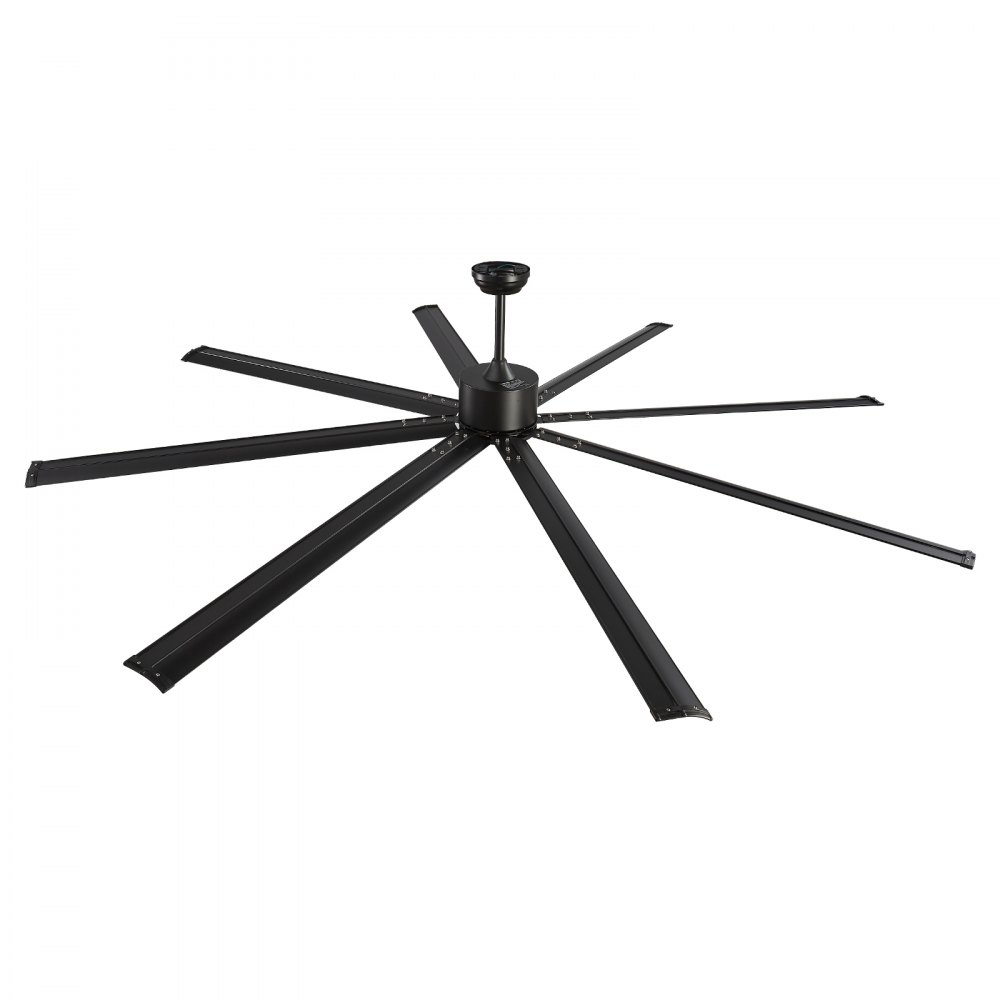 VEVOR 96 In Ceiling Fan without Light, 6-Speed Remote Control, Aluminum 8-Blade, Reversible DC Motor, Modern Low Profile Flush Mount Exterior Fan for Bedroom, Living Room, Patio, Indoor/Outdoor, Black