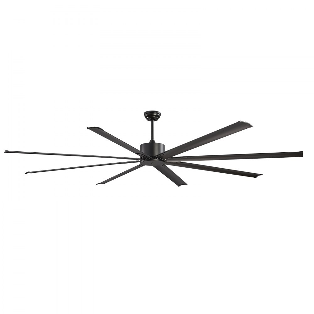 VEVOR 96 In Ceiling Fan without Light, 6-Speed Remote Control, Aluminum 8-Blade, Reversible DC Motor, Modern Low Profile Flush Mount Exterior Fan for Bedroom, Living Room, Patio, Indoor/Outdoor, Black