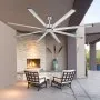 VEVOR 96 In Ceiling Fan without Light, 6-Speed Remote Control, Aluminum 8-Blade, Reversible DC Motor, Modern Low Profile Flush Mount Fan for Bedroom, Living Room, Patio, Indoor/Outdoor, Brushed Nickel