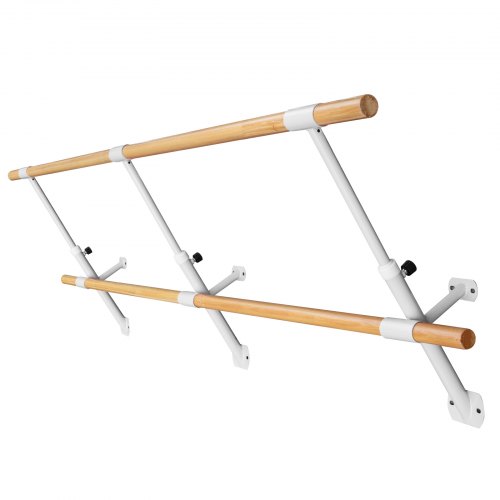 VEVOR Ballet Bar Wall Mounted Ballet Barre 4M Double Barre Bar Dance Barre Bar For Home Adjustable Height Barre Ballet Bar 330lbs Max Capacity For  Home School Studio Gym(White,4m)