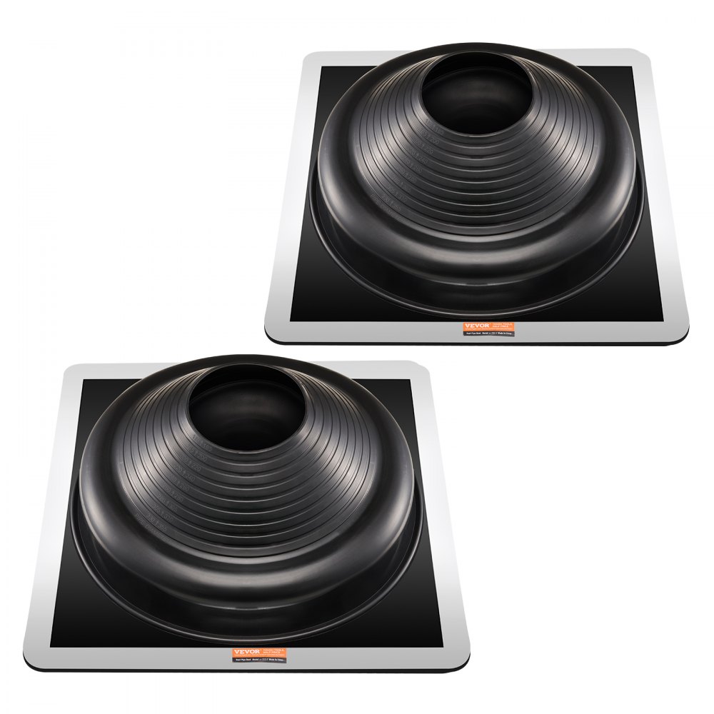 VEVOR 2 Pcs Roof Pipe Flashing Boots, Fit Pipe OD 6-3/4" to 14", Flexible EDPM Roofing Jack Pipe Flashing, High Temp -67℉ to 212℉, Endurable Metal Base, for Chimney, Wood Stove & Outdoor Vent Pipes