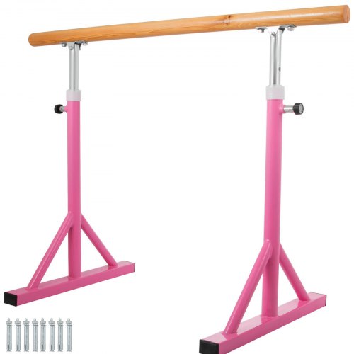 VEVOR Ballet Barre Dance Barre Fitness Ballet Bar Portable Freestanding Heavy Duty Dancing Stretching Ballet Barre Portable for Home(5FT,Pink)