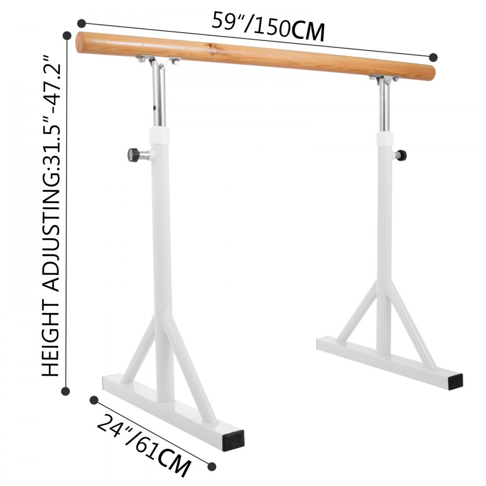 VEVOR Ballet Bar Portable 5FT Adjustable Barre Stretch Dance Bar Ballet Barre for Dancing Stretching（5FT White）