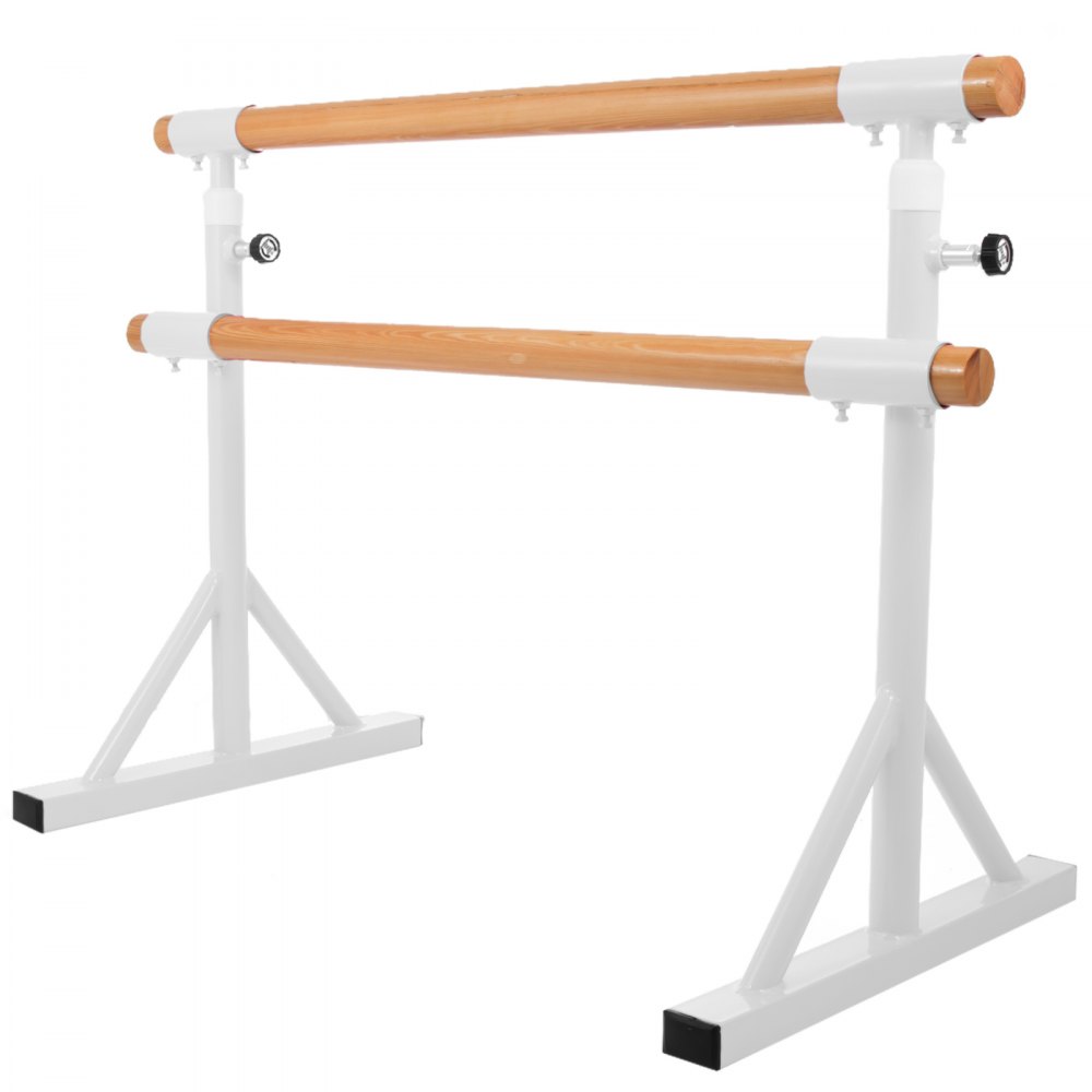 VEVOR Ballet Barre Bar, Portable White Dance Bar, High Adjustable Freestanding Ballet Bar, Barre Exercise Equipment for Home and Gym, Stretching Dance bar. (Double-1.5m)