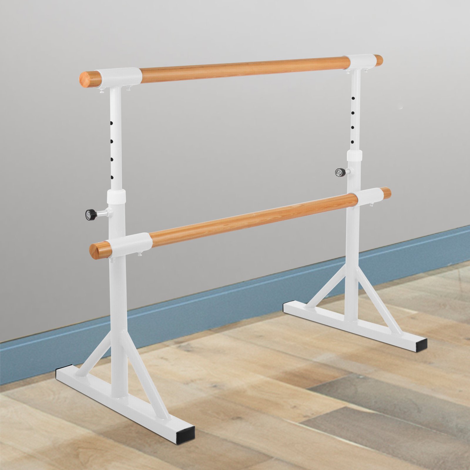 VEVOR Ballet Barre Bar, Portable White Dance Bar, High Adjustable Freestanding Ballet Bar, Barre Exercise Equipment for Home and Gym, Stretching Dance bar. (Double-1.5m)