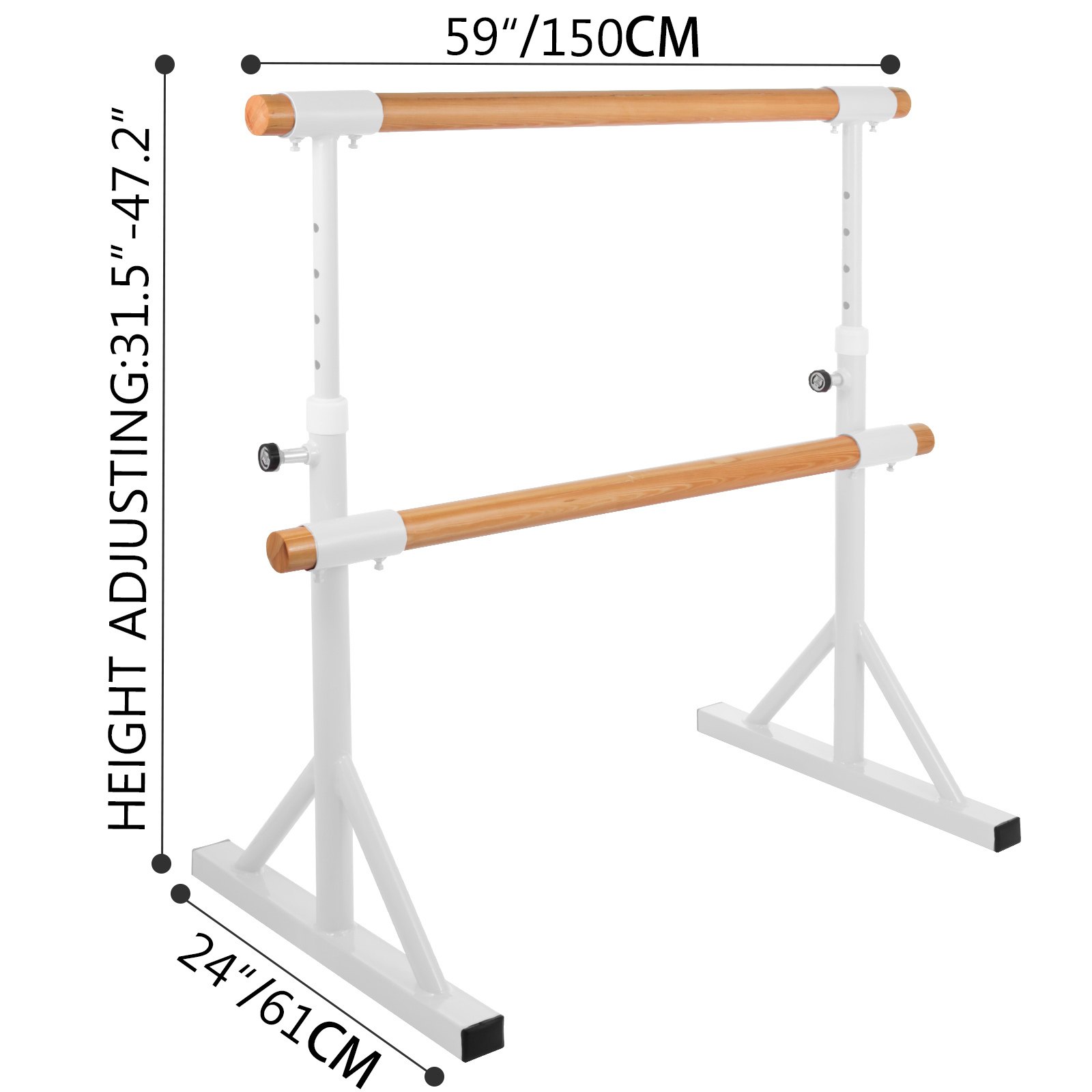 VEVOR Ballet Barre Bar, Portable White Dance Bar, High Adjustable Freestanding Ballet Bar, Barre Exercise Equipment for Home and Gym, Stretching Dance bar. (Double-1.5m)