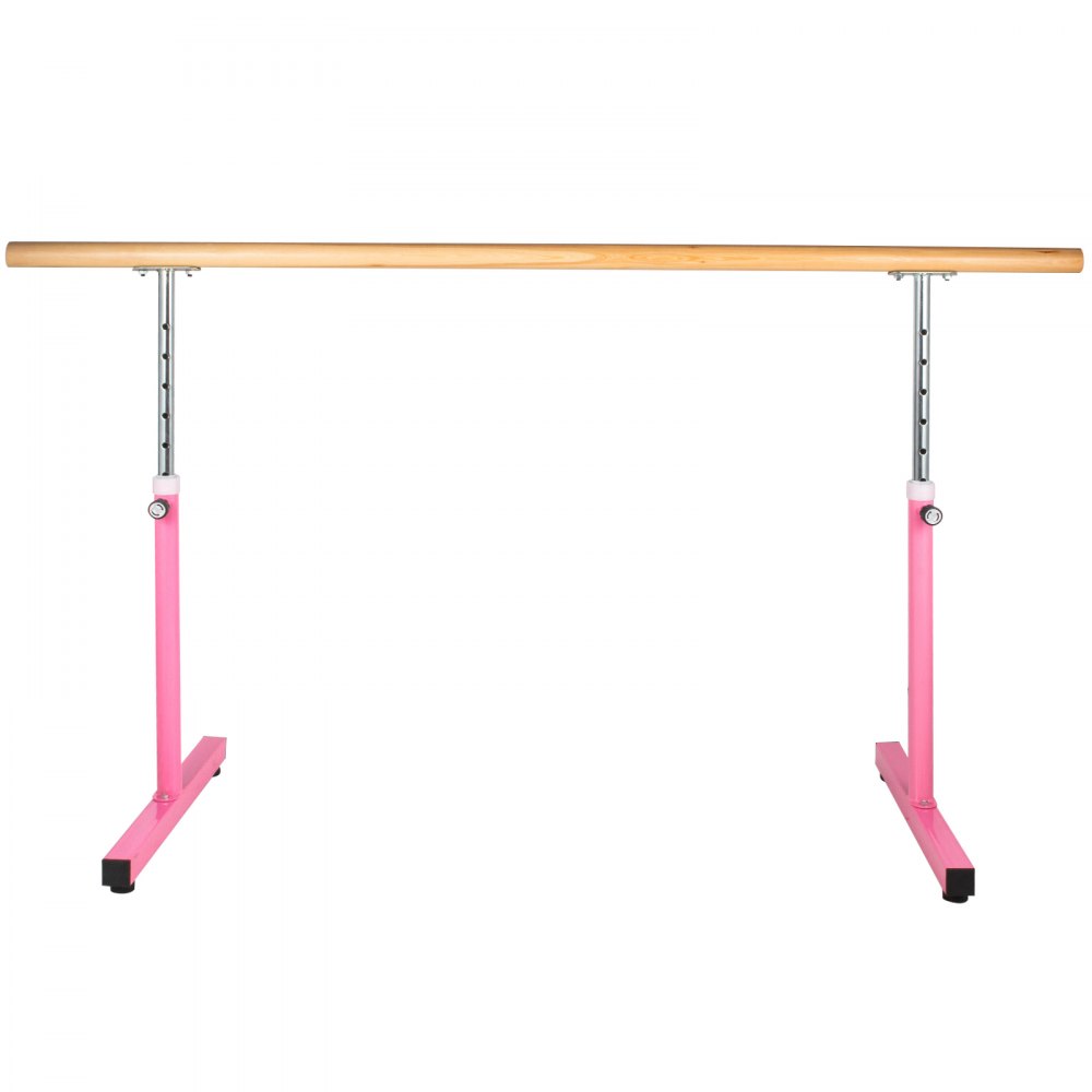 VEVOR 6.5FT Length Single Ballet Barre,Portable Pink Dance Bar,Adjustable Height 2.5FT - 3.8FT, Freestanding Ballet Bar for Stretch, Balance, Pilates, Dance or Exercise