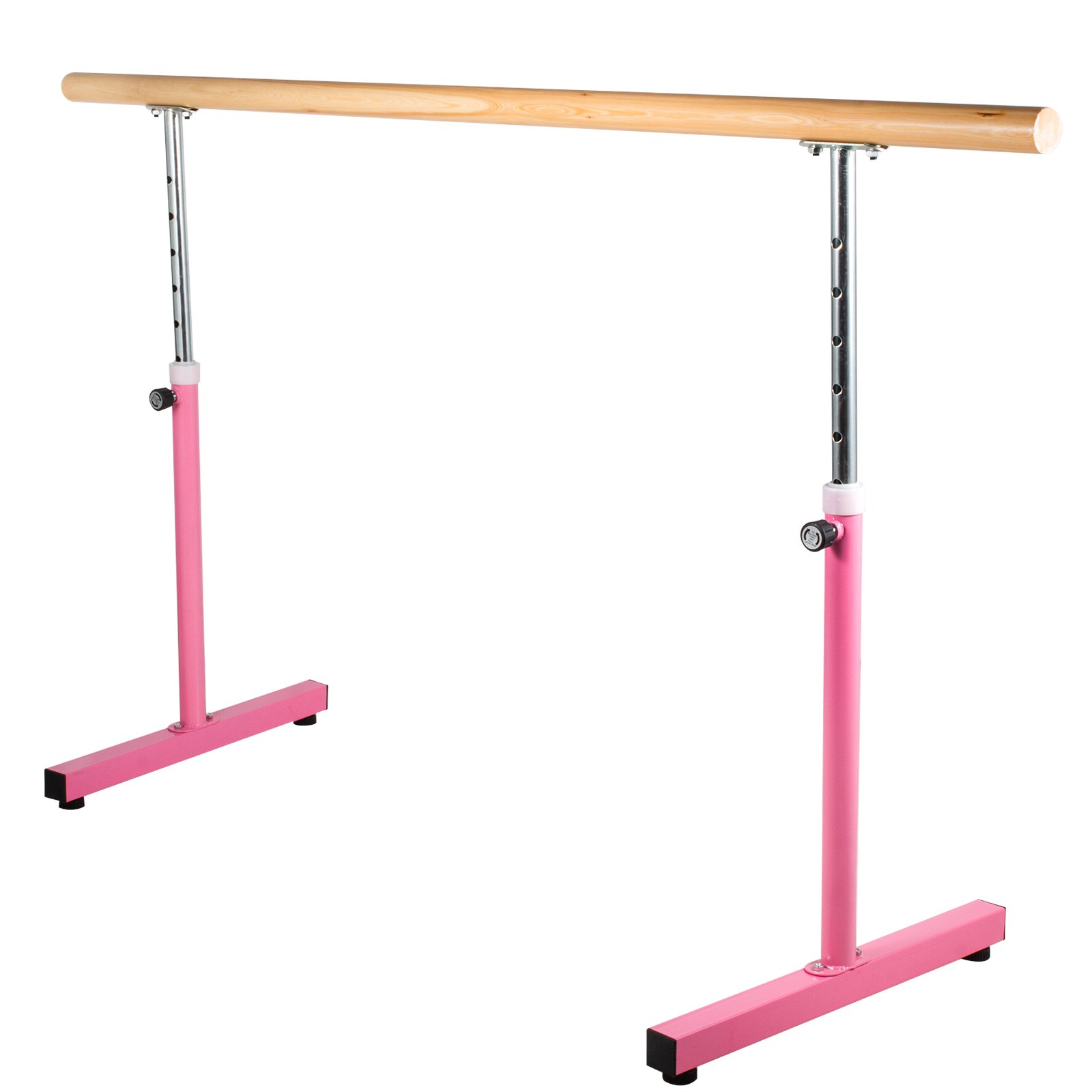 VEVOR 6.5FT Length Single Ballet Barre,Portable Pink Dance Bar,Adjustable Height 2.5FT - 3.8FT, Freestanding Ballet Bar for Stretch, Balance, Pilates, Dance or Exercise