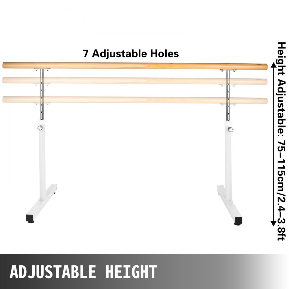 6.5FT Ballet Barre Freestanding Bar Single Leg Stretch Dance Training Adjustable