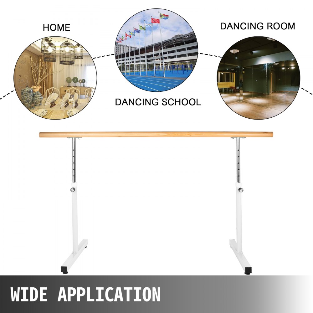 6.5FT Ballet Barre Freestanding Bar Single Leg Stretch Dance Training Adjustable