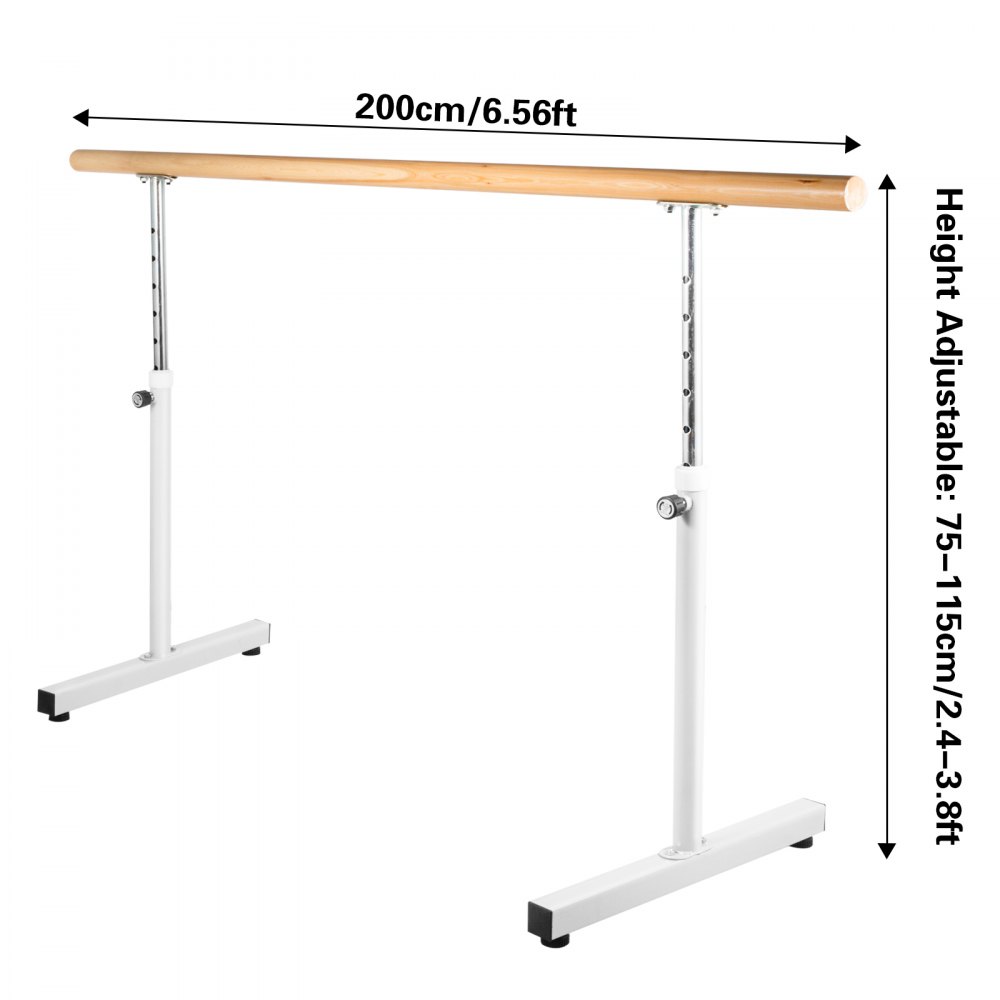 6.5FT Ballet Barre Freestanding Bar Single Leg Stretch Dance Training Adjustable