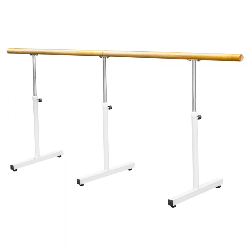 VEVOR 13FT Length Single Ballet Barre,Portable White Dance Bar,Adjustable Height 2.5FT - 3.8FT, Freestanding Ballet Bar for Stretch, Balance, Pilates, Dance or Exercise