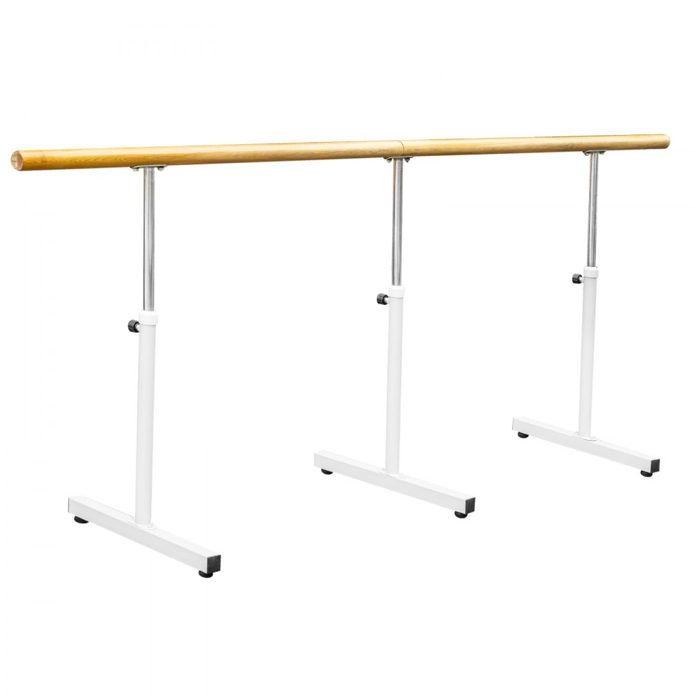VEVOR 13FT Length Single Ballet Barre,Portable White Dance Bar,Adjustable Height 2.5FT - 3.8FT, Freestanding Ballet Bar for Stretch, Balance, Pilates, Dance or Exercise